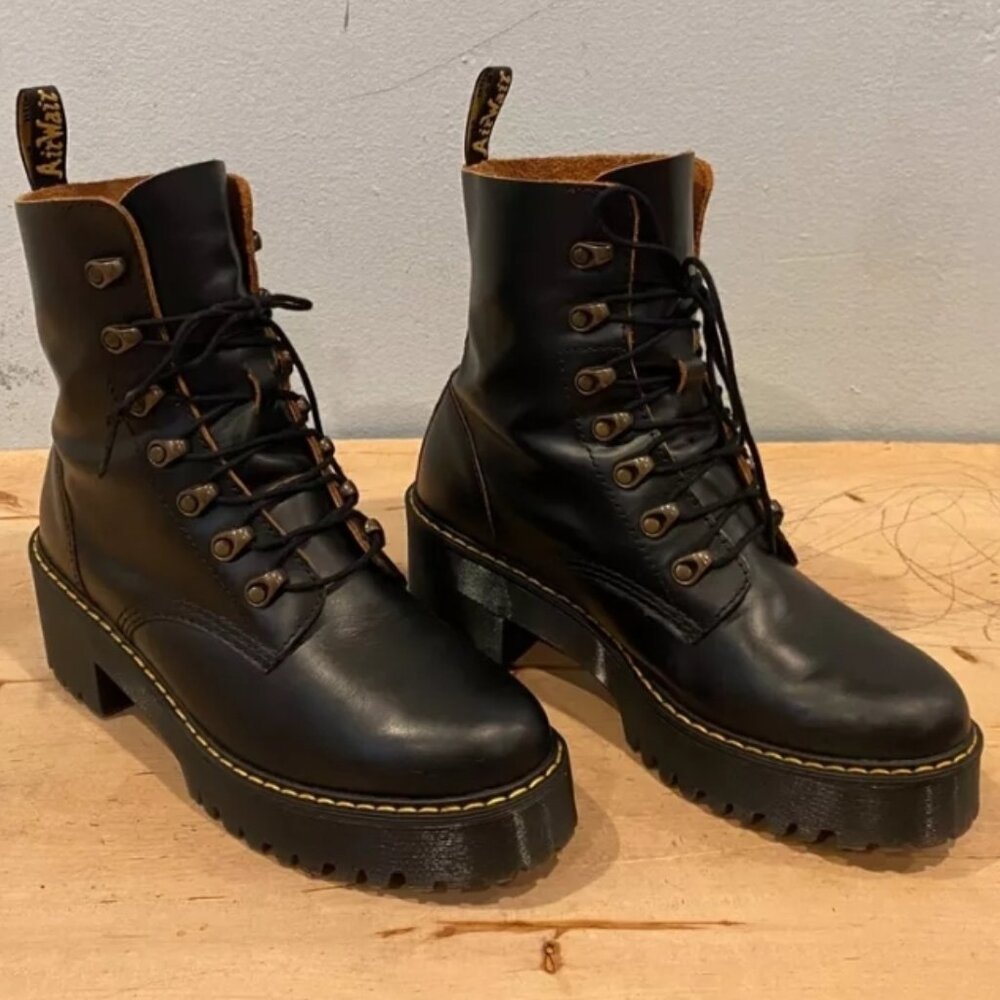 Dr. Martens Leona genuine leather platform boots